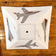 Vintage MCM Aerojet Airplane Square Ceiling Light Shade Space Age Decor 13
