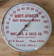 SCOTT-ATWATER SHIFT OUTBOARD MOTORS Vintage Store Advertising Thermometer Sign  picture