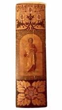 Antique  Hand painted Wooden Plaque Orthodox Icon 23”X 7” picture