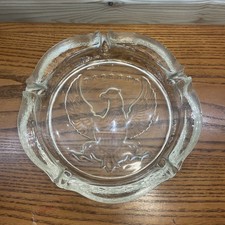 Vintage Indiana Glass Heavy Large Frosted Glass American Eagle Ashtray 10” 6lbs picture