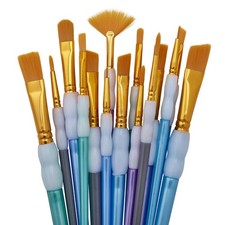 KINGART 15-Piece Golden Nylon Brush Set with Case Acrylic Watercolor picture