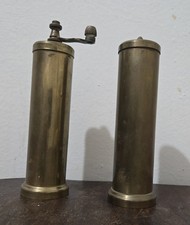 Vintage Tre Spade Brass Salt Pepper Shaker Mill Set Macina Temperata Italy picture