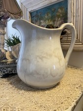 antique stained crazed ironstone Pitcher 9” Tall picture