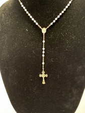 Vintage Chapel Sterling Rose Quartz Rosary 13.5