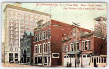 1907-10's ODD FELLOWS HALL OPERA HOUSE FIRE STATION BINGHAMTON NY POSTCARD picture