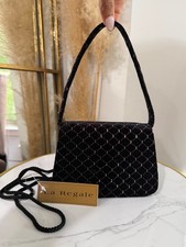 La Regale Black Shimmering Pink Velvet Evening Structure Mini Bag Purse Handbag picture