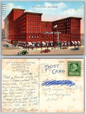 Vintage 1940 St. Charles Hotel New Orleans Linen Postcard Posted picture