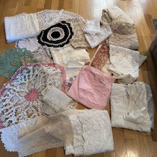 Vintage Antique Lace Linen Tablecloth Doily Lot Estate Craft Destash Mix picture