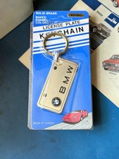 Rare 1983 80s Vintage BMW License Plate Keychain NOS Solid Brass by Baron picture