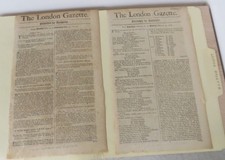 Antique 18th Century 319 Year Old London Gazette UK Newspapers 1707, 1708 picture