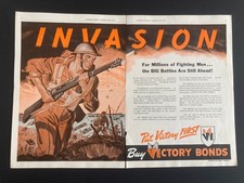 1944 CANADA CANADIAN WWII AD PATRIOTIC BUY WAR BONDS SOLDIERS ARMY DDAY INVASION picture