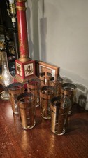 VTG Retro Design Old Fashioned Glasses Set of 8 Green & Gold Pasinski, Culver picture