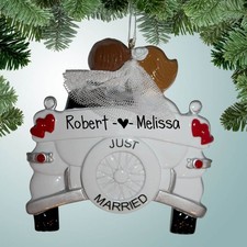 Just Married Back of Convertible Car - Personalized Ornament - Just Married picture