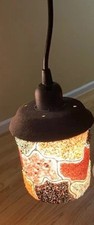 Vintage Sri Lankan Gemstone Sand Hanging Lamp - Artisan Mineral Swag Light 6