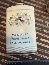 Vintage 1950s Yardley April Violets Talcum Powder Tin 8 oz Floral Advertising picture