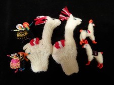 Vtg Peruvian Folk Art Lot Alpaca Yarn Llama Finger Puppets Andean Worry Dolls picture