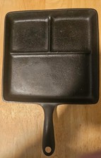 Vintage Wagner Ware Sidney -O- Cast Iron Bacon and Egg Skillet 1101A - Sits Flat picture
