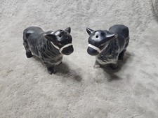 Victoria Ceramics Japan Salt & Pepper Shakers Black Angus Cattle Vintage Cows picture