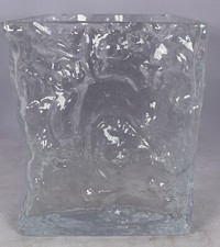 Vintage Lindshammer Ice Glass Textured Vase Gosta Sigvard Glasbruk Sweden picture