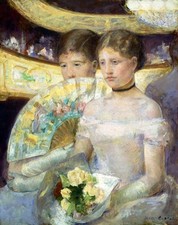 Oil painting The-Loge-1882-Mary-Cassatt-oil-painting young woman lady with fan @ picture