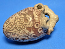 RARE PRE-COLUMBIAN TEOTIHUACAN TERRACOTTA CEREMONIAL WHISTLE WITH CODEX-STYLE picture