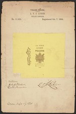 Photo:L T J Lubin La Perle Toilet Powder Trademark 1884 Document picture