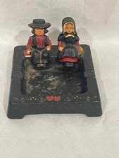 Vintage 1950s Wilton Cast Iron Amish Children Ashtray Wrightsville PA 4” picture
