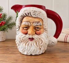 Vintage 1996 Santa Claus Ceramic Pitcher Christmas Holiday Decor Collectible picture