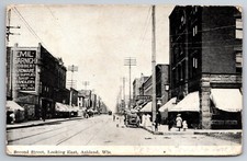 C1907 Second St Looking East Emil Garnich Jobber Hardware Ashland WI Postcard picture