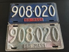1955 Massachusetts License Plate pair 908-020 picture
