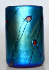 Blue Aurene Drinking Glass With Millefiori Design. Blown Glass picture