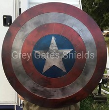 Captain America’s Shield Metal 22'' Inch Heavily Battle Damaged Shield picture