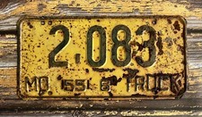 1955 Missouri TRUCK License Plate 2083 - Rustic Rusty picture