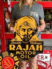 Vintage Style Metal Sign Rajah Motor Oil NOT Porcelain 24x18 Made USA picture
