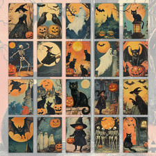 20 Halloween Postcard Lot Girl Witch Ghost Skeleton Broom Cat Pumpkin Crow Retro picture