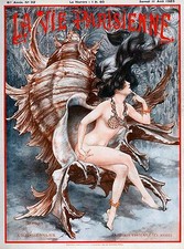 1923 La Vie Parisienne Nude in Conch Shell France Travel Advertisemnt Poster  picture