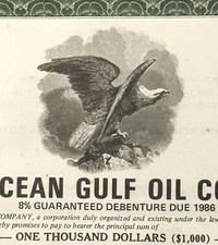 Vintage 1971 Transocean Gulf Oil $1,000 Bond 🛢️ 8% Debenture with Coupons picture