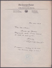 WILLIAM ROSE BENET - AUTOGRAPH LETTER SIGNED 11/23/1938 picture