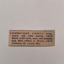 C. Wurtz Cambridge Candy Dish Red Ruby Pieces St. Louis MO 1974 Ad SAI3-S27 picture