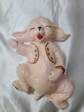 VTG ceramic nursery plaque wall hanging anthropomorphic dog Pink Gold ADORABLE  picture