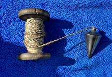 Vintage Steel Plum Bob With Twine And Good Threaded Cap / Stamped Foreign picture