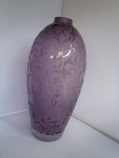 MICHAEL WEEMS ELISE COLLECTION 2005 PURPLE PLUM FROSTED MODERN ART GLASS VASE picture