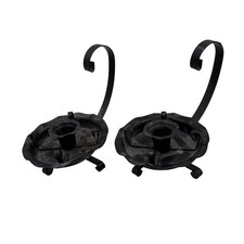 Pair Of Vintage Style Black Metal Taper Candle Holders picture