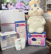 Vintage PILLSBURY Doughboy Kitchen Lot Soap Cookie Jar Salt Pepper Napkin picture