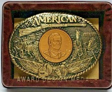 Vintage John Wayne American Belt Buckle First Edition #6534 Rainy Mountain COA picture