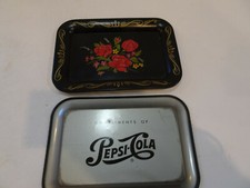 Pair of  Vintage Compliments of Pepsi Cola Tip Tray Single  Dot Logo  picture