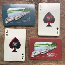 Vintage 2 Deck Set Burlington Railroad Vista Dome Zephyrs Playing Cards c1951 picture