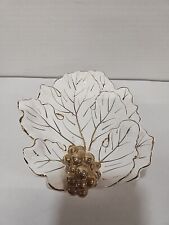 Enesco pedestal trinket or soap dish with applied gold grapes picture