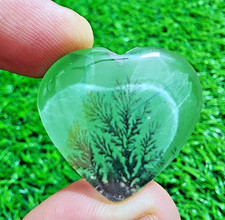 Stunning Doublet Dendrite Opal Stone 66Crt Heart Shape Loose Gemstone Cabochon picture