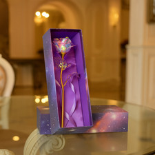 Gold Plated Rose Flower Christmas Gift Birthday Romantic Golden Flower w/Box picture
